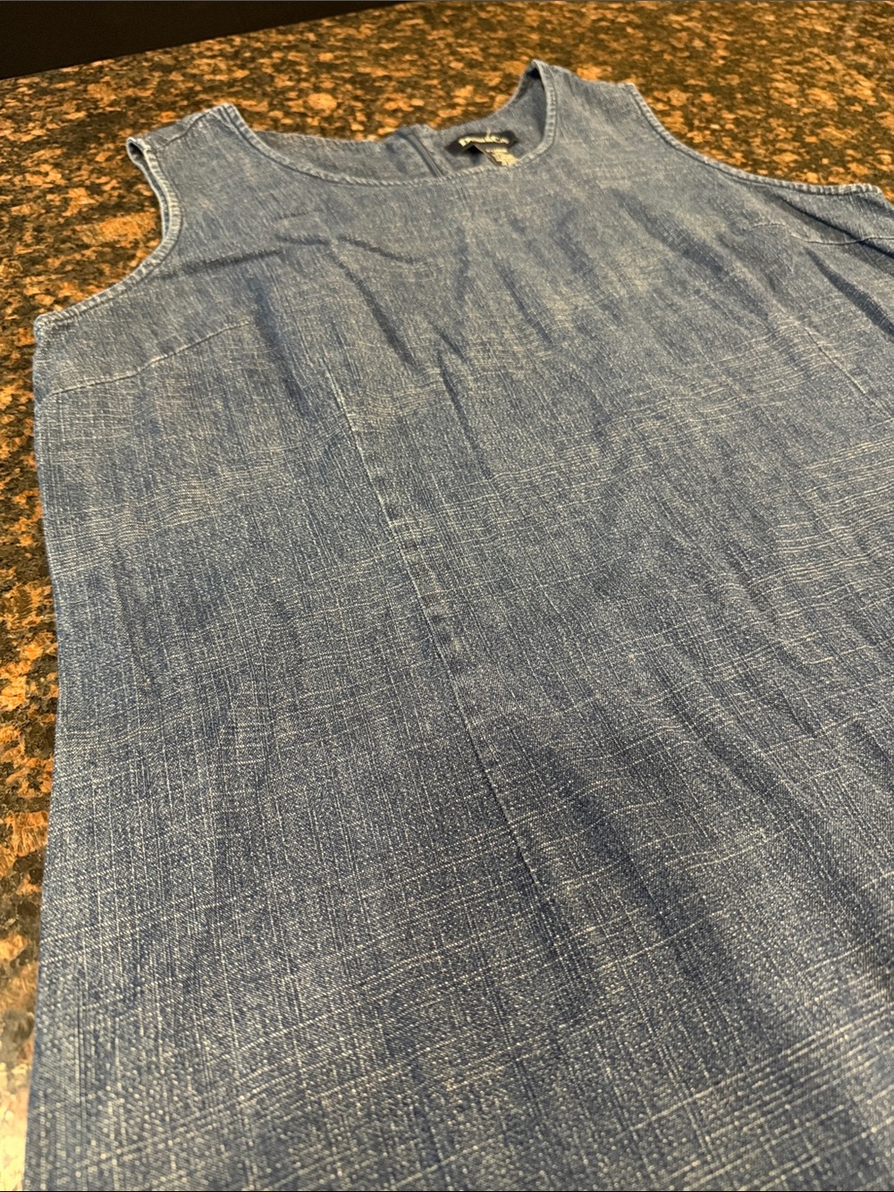 Denim and Company XL Chambray Sleeveless Shift Dress - Blue - Picture 3 of 3